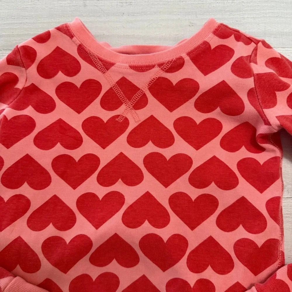 Primary kids‎ pink red hearts pajamas top only size 6/7